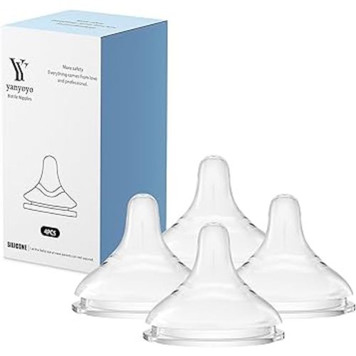 Silicone Bottle Nipple, Anti Colic Nipples for Baby, Natural Feel, LL, 9 Months+, 4 Counts
