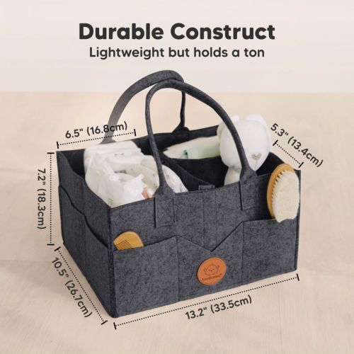 Original Baby Diaper Caddy Organizer, Large Storage Caddy Organizer for Nursery, Changing Table (Mystic Gray)