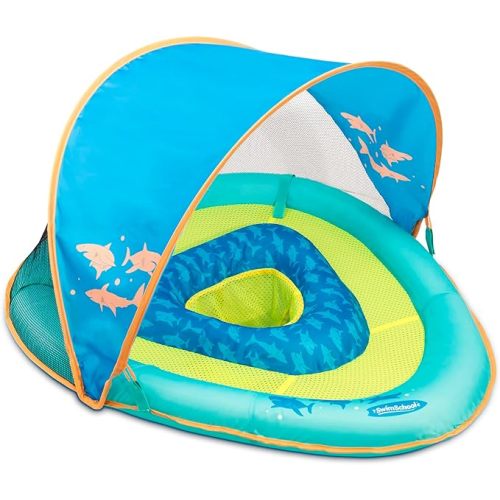 SwimSchool Infant Baby Pool Floats, Free Swimming, Super Buoyant – Ages 6-24 Months – Multiple Colors/Styles – Adjustable Canopies and Seats, Splash & Play Baby Floaties