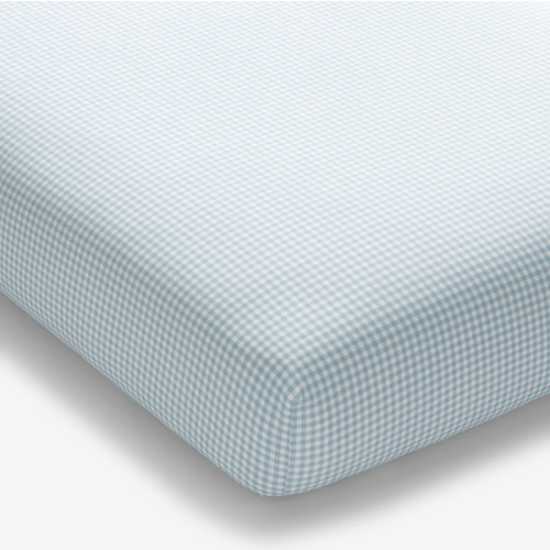 Ditsy Gingham Classic Cool Organic Cotton Percale Fitted Crib Sheet-Blue
