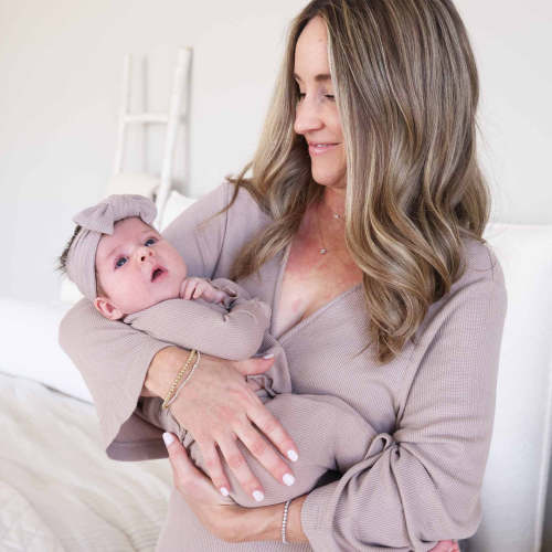 Mocha Bamboo Waffle Knit Maternity Robe