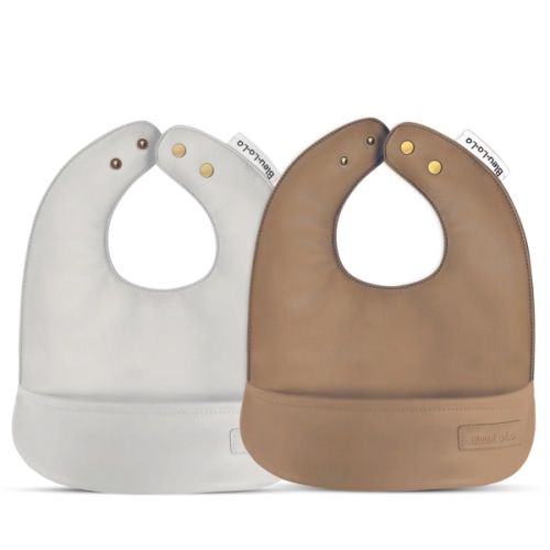 Classic - Set of Soft Vegan Leather Easy Clean Bibs 0-12 Months