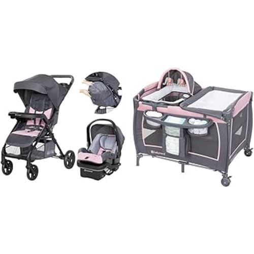 Baby Trend Passport Cargo Travel System, Pink Bamboo with Lil' Snooze Deluxe III Bassinet