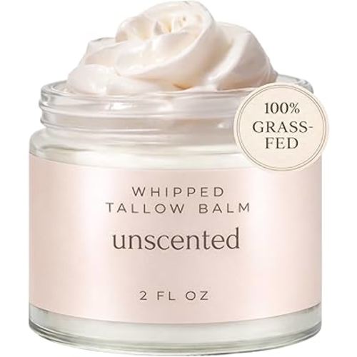 Whipped Tallow Balm – 100% Grass Fed Beef Tallow for Baby, Eczema & Sensitive Skin; Double-Infused with Calendula & Chamomile Herbs (Unscented Herb-Infused)