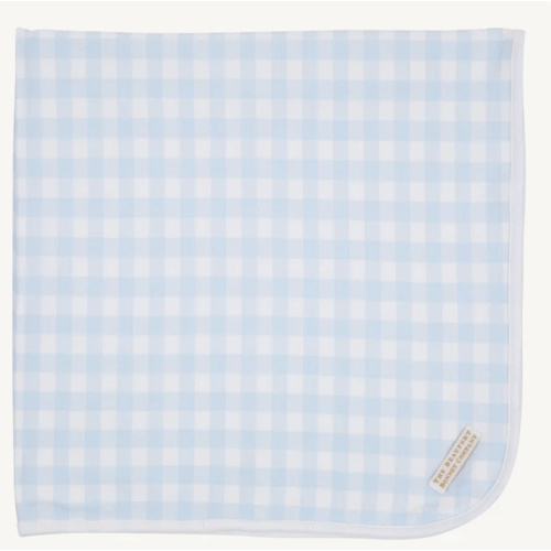 Baby Buggy Blanket - Buckhead Blue Gingham with Worth Avenue White