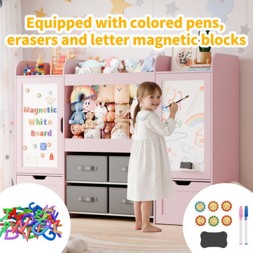 Isabelle & Max™ 61" W Toy Storage Organizer, Kids Toy Storage With Stuffed Animal Storage, 2 Movable Toy Box, 4 Storage Bins And 2 Magnetic Board, Montessori Bookshelf For Kid Toy Room Organization & Reviews | Wayfair