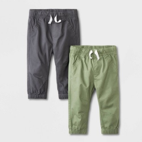 Baby Boys' 2pk Woven Jogger Pants - Cat & Jack™ Sage Green