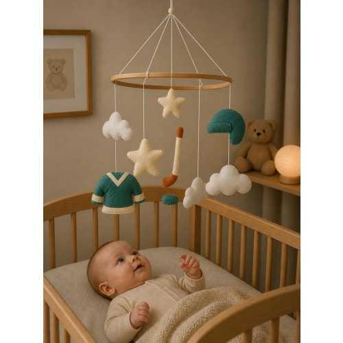 Handmade Ice Hockey Crib Mobile: Felt Nursery Decor