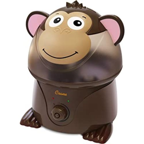 Crane Adorables Ultrasonic Humidifiers for Bedroom and Baby Nursery, 1 Gallon Cool Mist Air Humidifier for Large Room or Kid's Room, Humidifier Filters Optional, Monkey