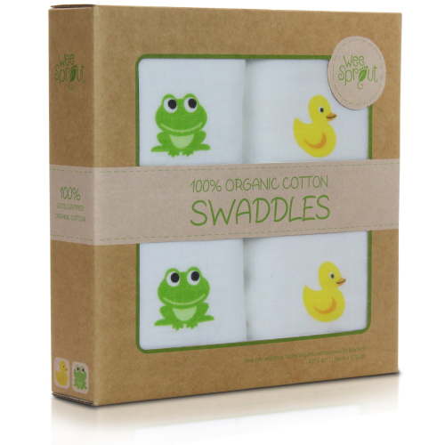 WeeSprout Organic Swaddle Blankets, Set of 2 Muslin Swaddle Baby Blankets, Extra Large 47" x 47"