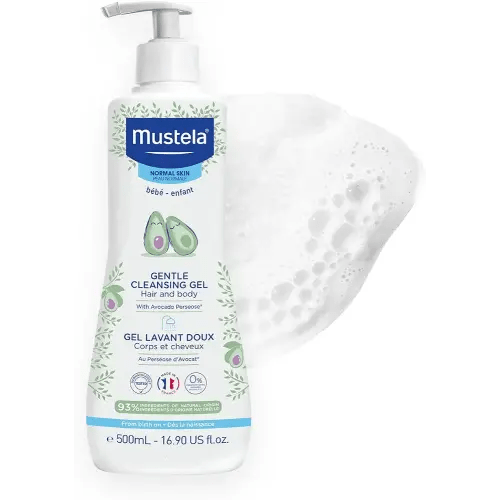 Mustela Gentle Cleansing Gel - Baby Wash for Delicate Skin and Hair - Newborn-Safe Cleanser - Made with with Natural Avocado Perseose - 1 or 2-Pack - Various Sizes