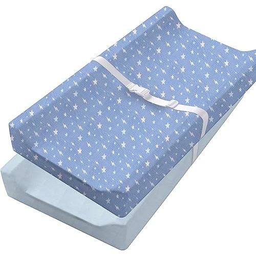 100% Muslin Changing Pad Cover Ultra Soft, Breathable, Secure Fit, Fade-Resistant Prints for Boys and Girls (Pack 2)