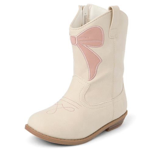 Toddler Girls Embroidered Bow Cowgirl Boots - Gray