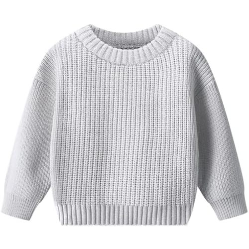 AIWUHE Baby Knit Sweater Toddler Boys Girls Warm Sweater Soild Pullover Round Neck Top Clothes Fall Winter Outfits 6M-6Y