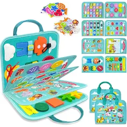 Walenty Busy Board Montessori Toys for Toddler Boy Girl Birthday Gifts | Busy Book for Toddlers, Learning Educational Toy, Airplane Car Travel Toy, Fine Motor Skills Sensory Toys, Toddler Activities