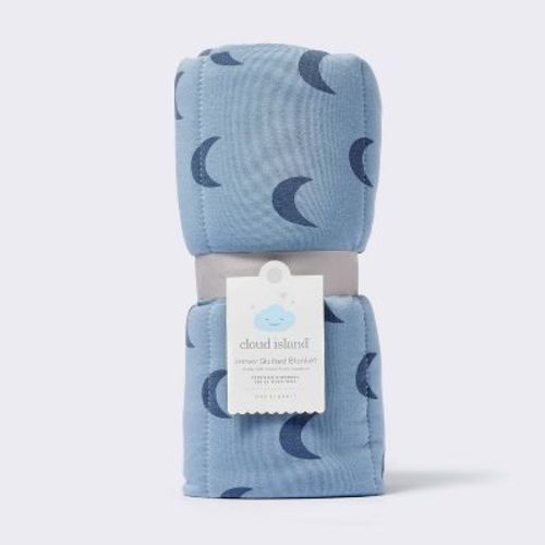 Rayon from Bamboo Jersey Quilted Blanket - Moons - Blue - Cloud Island™