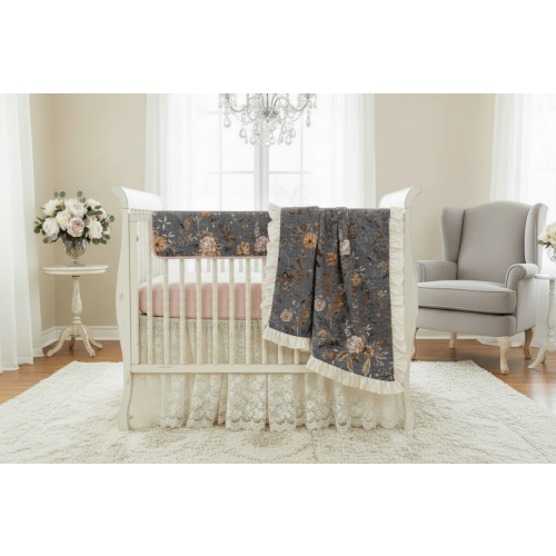 Fable Floral Shabby Chic Girl Crib Bedding | USA Made – DBC Baby Bedding Co