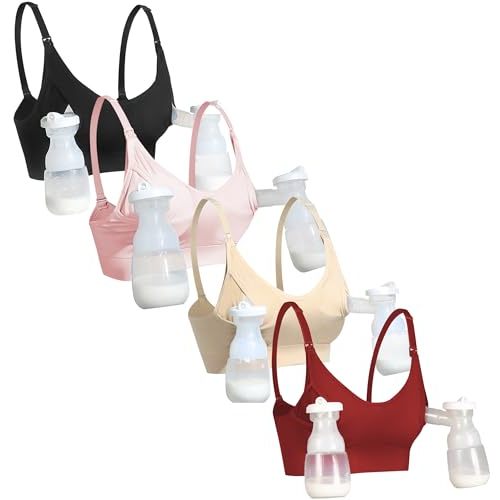 GXXGE Nursing Bra Support Pumping Bra Hands Free All in One Maternity Bra Comfortable Breast No Pad Pumps Bra