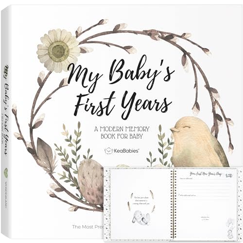 First 5 Years Baby Book Keepsake, Baby Memory Book Girl, Boy (WonderLand) | 90 Pages Hardcover First Year Milestone Journal, Simple Newborn Scrapbook for New Parents, Photo Album, Shower Gift