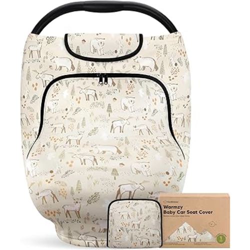 KeaBabies Winter Car Seat Cover Baby, Newborn - Universal Fit Infant Carseat Covers Baby Girl, Boy, Breathable, Lightweight Blanket, Easy to Use Stroller Canopy, Rain, Wind, Sun Shade (Wildwood)