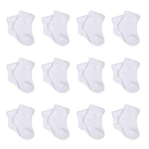 12-Pack White Wiggle Proof® Terry Bootie Socks