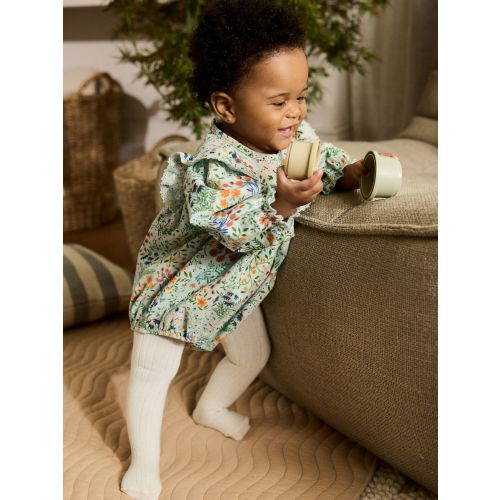 Green Floral Baby Bloomer Rompers Set 2 Piece with Tights (0mths-3yrs)