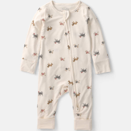 Baby Dog PurelySoft™ 2-Way Zip Sleep & Play Pyjamas - Cream | Carter’s Oshkosh Canada