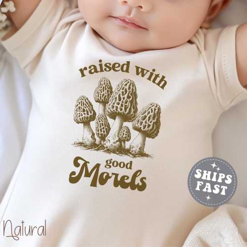Mushroom Baby ONESIE® Good Morels Funny Fungi Infant Bodysuit Forestcore Mushroom Baby Shower Gift Woodland Baby Shirt