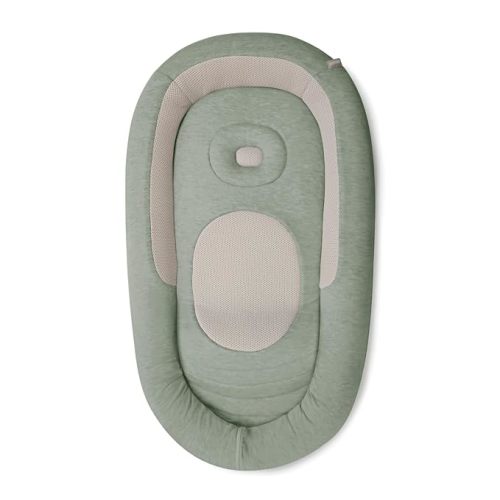 Inglesina Welcome Pod Baby Lounger, Balance Green - U.S. Compliant Infant Lounger for 0-8 Months - with Ergonomic Support for Supervised Tummy Time & Play - Breathable Bamboo & Cotton