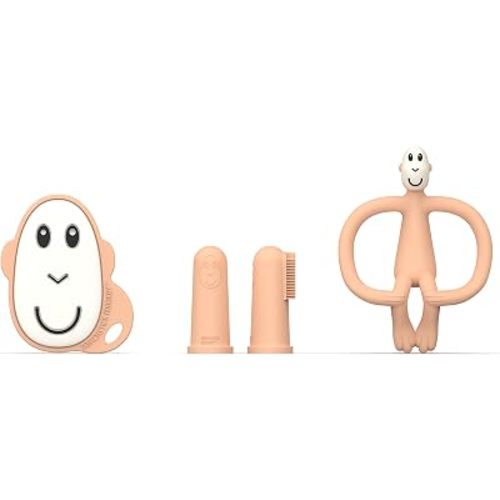 Matchstick Monkey Starter Set, Teethers & Finger Toothbrushes, Peach