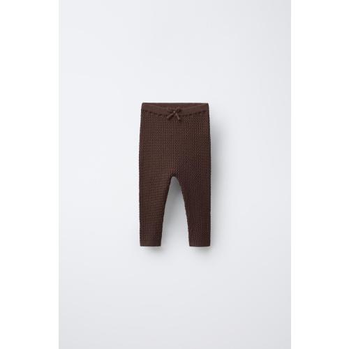 CABLE KNIT LEGGINGS - Brown | ZARA United States