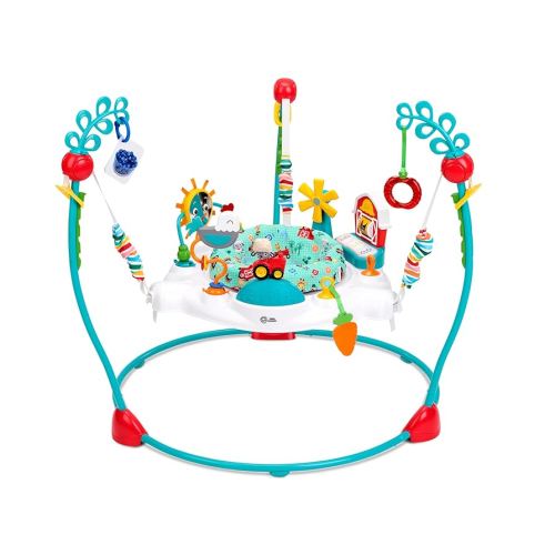 Baby Einstein Farm Explorers Jump & Learn Barnyard 2-in-1 Jumper with Interactive Toys, Music, Lights, & Sounds, Ages 6-12 Months