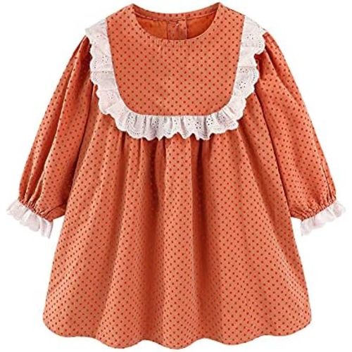 Mud Kingdom Girls Drees Peter Pan Collar Ruffle Lace Collared Long Sleeve Dress 2-8 Years
