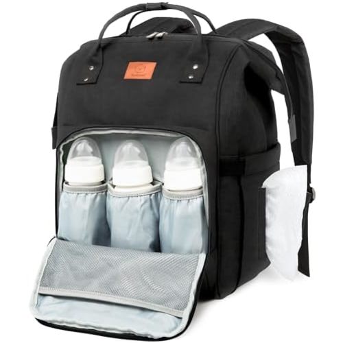 KeaBabies Baby Diaper Bag Backpack, Baby Bag for Boys, Girls (Trendy Black)