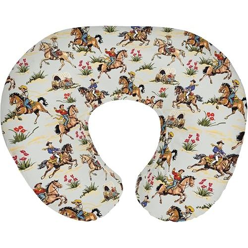 Vintage Cowboy Floral Nursing Pillow Covers for Boy Girl Western Cowboy Horse Nursing Pillow Slipcovers for Breastfeeding Pillows Wild West Desert Soft Stretchy Removable Covers for Newborn Infant
