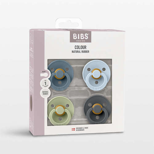 BIBS Colour Blue-Hued Size 1 Latex Pacifiers, Set of 4