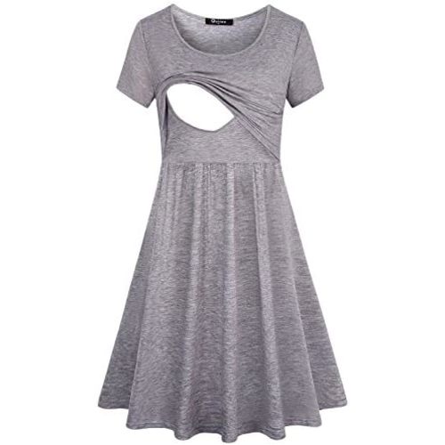 Quinee Women's Floral Short Sleeve Summer Maternity Nursing Breastfeeding Dress