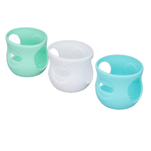 M Buder 3-Piece Glass Baby Bottle Cover Sleeves Anti-Scalding Food Grade Silicone Dishwasher Safe Anti-Fall Infant Bottle Protectors for 4 oz Bottles, White, Light Green, Dark Green