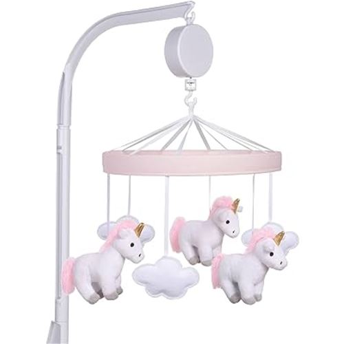 Sammy & Lou Unicorn Baby Crib Mobile with Music, Crib Mobile Arm Fits Standard Crib Rail