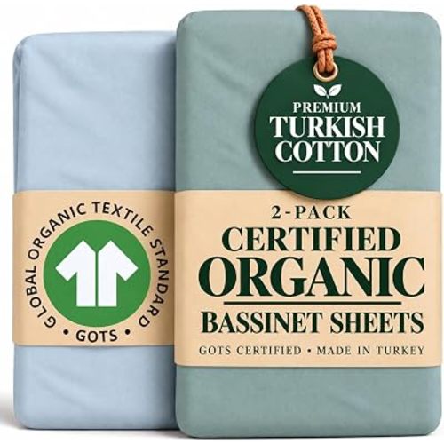 Organic Bassinet Sheets 33x20 for HARPPA Cuddly 3-in-1, BabyBond, GROWNSY
