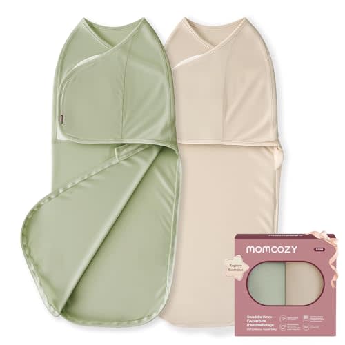 Momcozy Swaddles for Newborns, Quiet Fastener Swaddle Suitable for Infant 0-3 Months, New-Parent-Friendly Sleep Sack, Reduce Startle Reflex, Newborn Boys Girls Registry Essentials, 2-Pack, Meadow