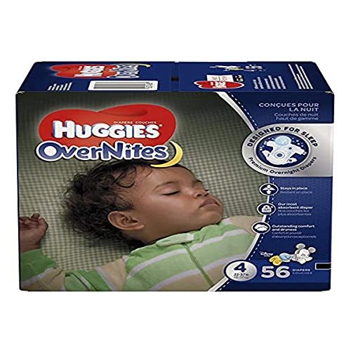 HUGGIES OverNites Diapers, Size 4 (22-37 lb), Overnight Diapers, 56 Count
