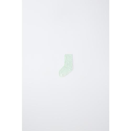 COTTON AND SILK OPENWORK MID-LENGTH SOCKS - Pastel green | ZARA United States