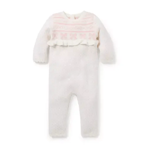 Cream And Sugar Fair Isle Baby Bow Fair Isle Sweater One-Piece by Janie and Jack