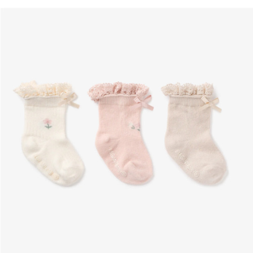 Floral Ankle Non Slip Baby Socks 3 pack – Elegant Baby