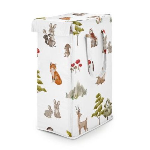 Sweet Jojo Designs Boy, Girl, Unisex/Gender Neutral Foldable Laundry Hamper with Handles Watercolor Woodland Forest Animals Green Brown and Red