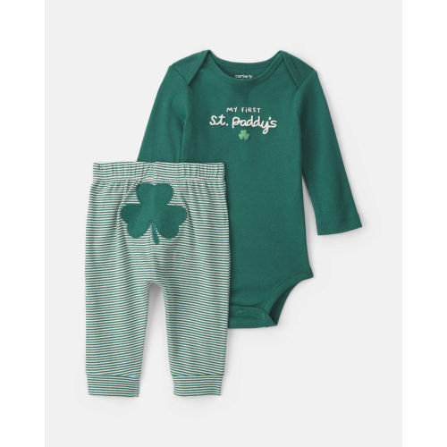 Baby 2-Piece 'My First St. Paddy's' Long-Sleeve Bodysuit & Pant Set - Green | Carter's
