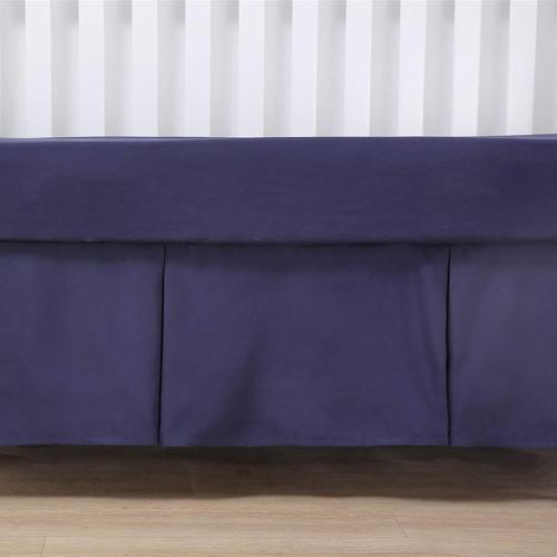 Belsden Crib Skirt with Durable Woven Platform for Boy and Girl, 2 Long Sides Pleated, Split Corners Dust Ruffle for Easy Placement on The Bed Frame Board, 14 inches (36 cm) Length Drop, Navy Color