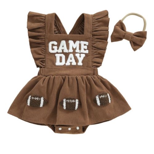 GAME DAY Corduroy Romper Dress - Hazel & Bo