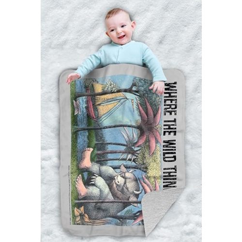 Where The Wild Things are Cover Art Sherpa Baby Blanket, Warm Soft Cozy, Unisex for Infants Girls & Boys 30"X40"